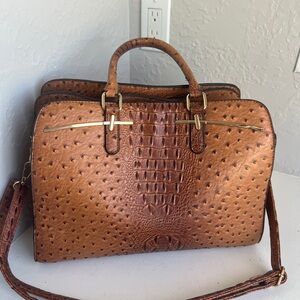 Dasein Elegant Brown Ostrich-style embossed Vegan leather